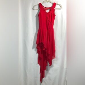 Weissman Balera Women’s Red Asymmetrical Mesh Tank Dance Dress Size Small Adult